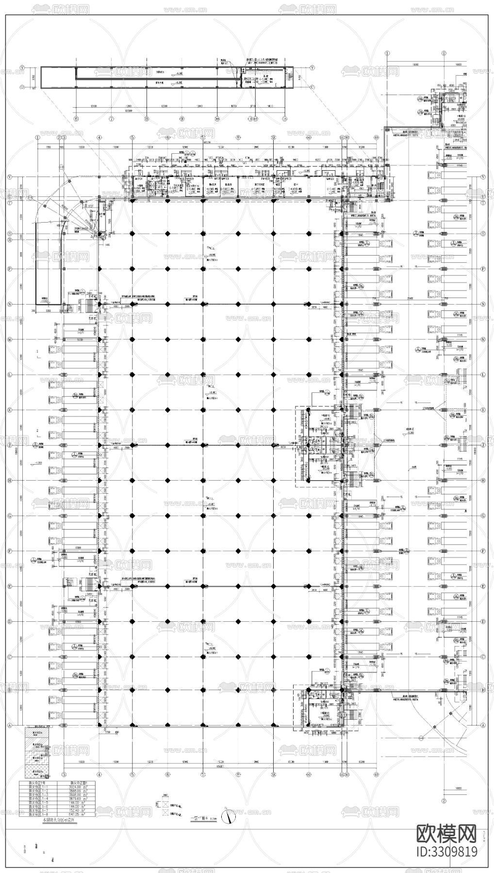 物流园厂房建筑cad平面图下载（渲染图1）