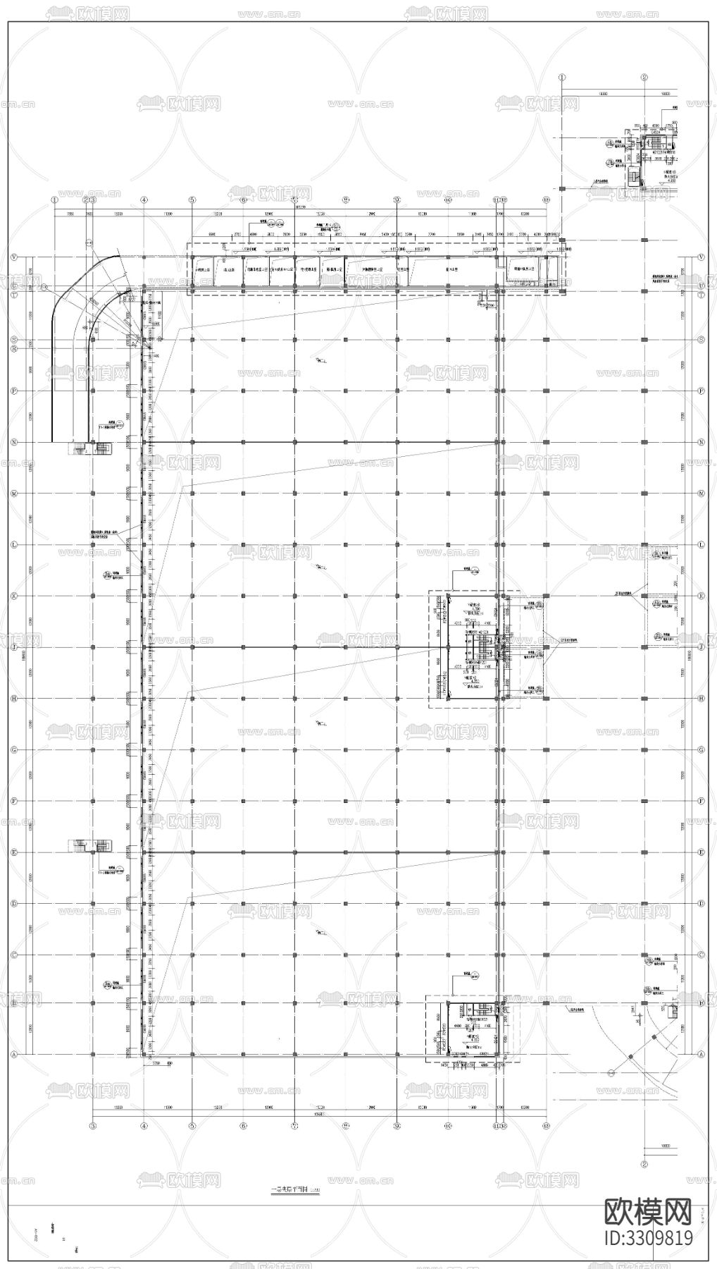 物流园厂房建筑cad平面图下载（渲染图2）