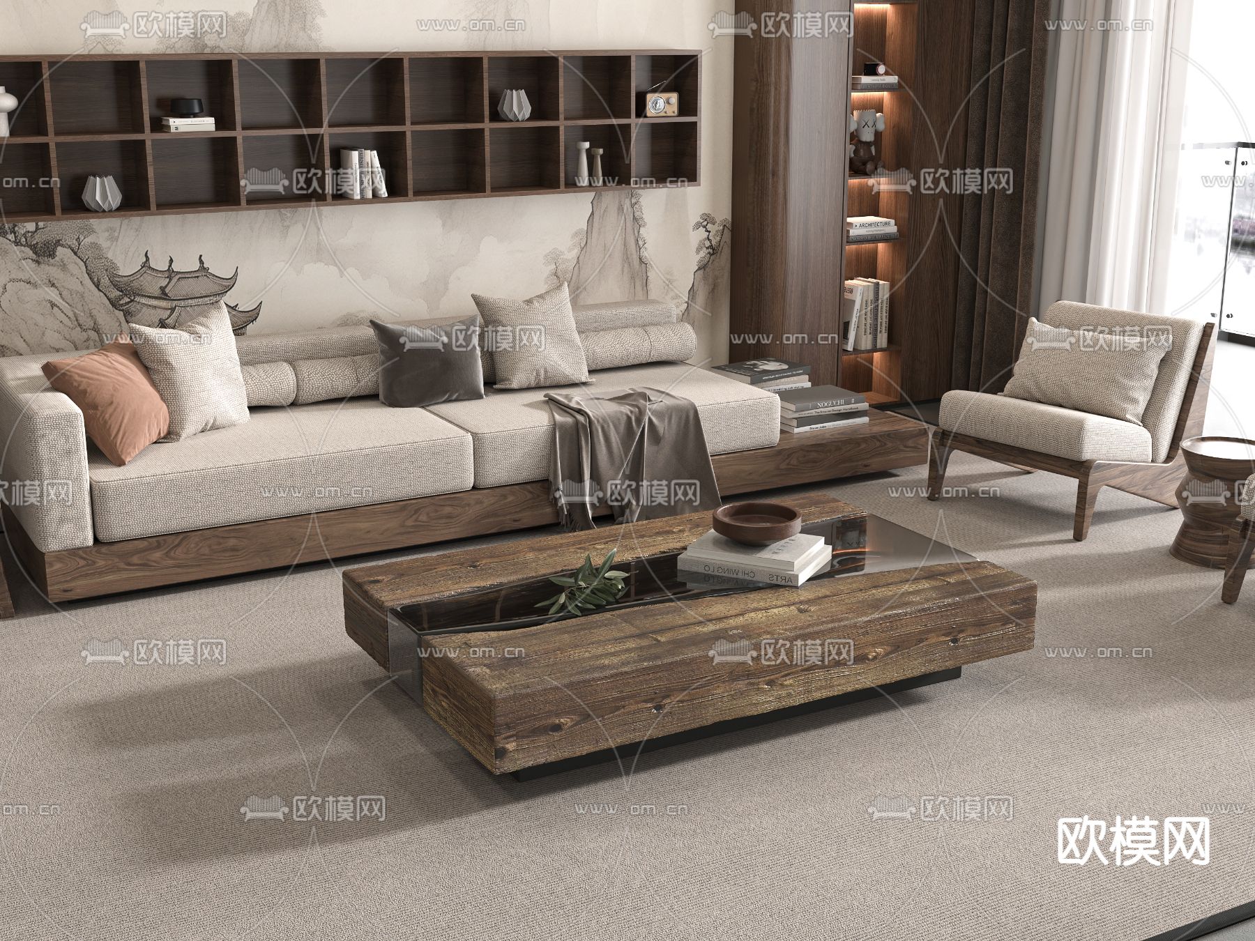 侘寂茶几3d模型下载