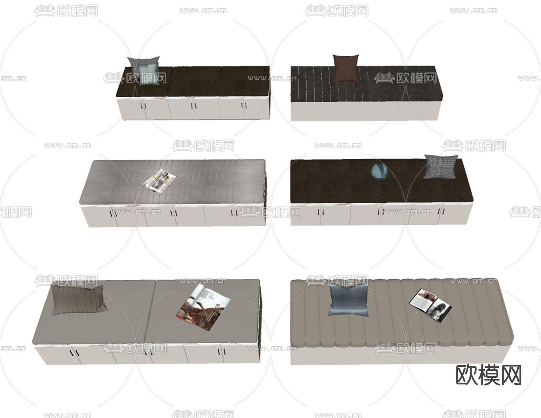 现代飘窗坐垫 飘窗垫 抱枕su模型下载（渲染图1）