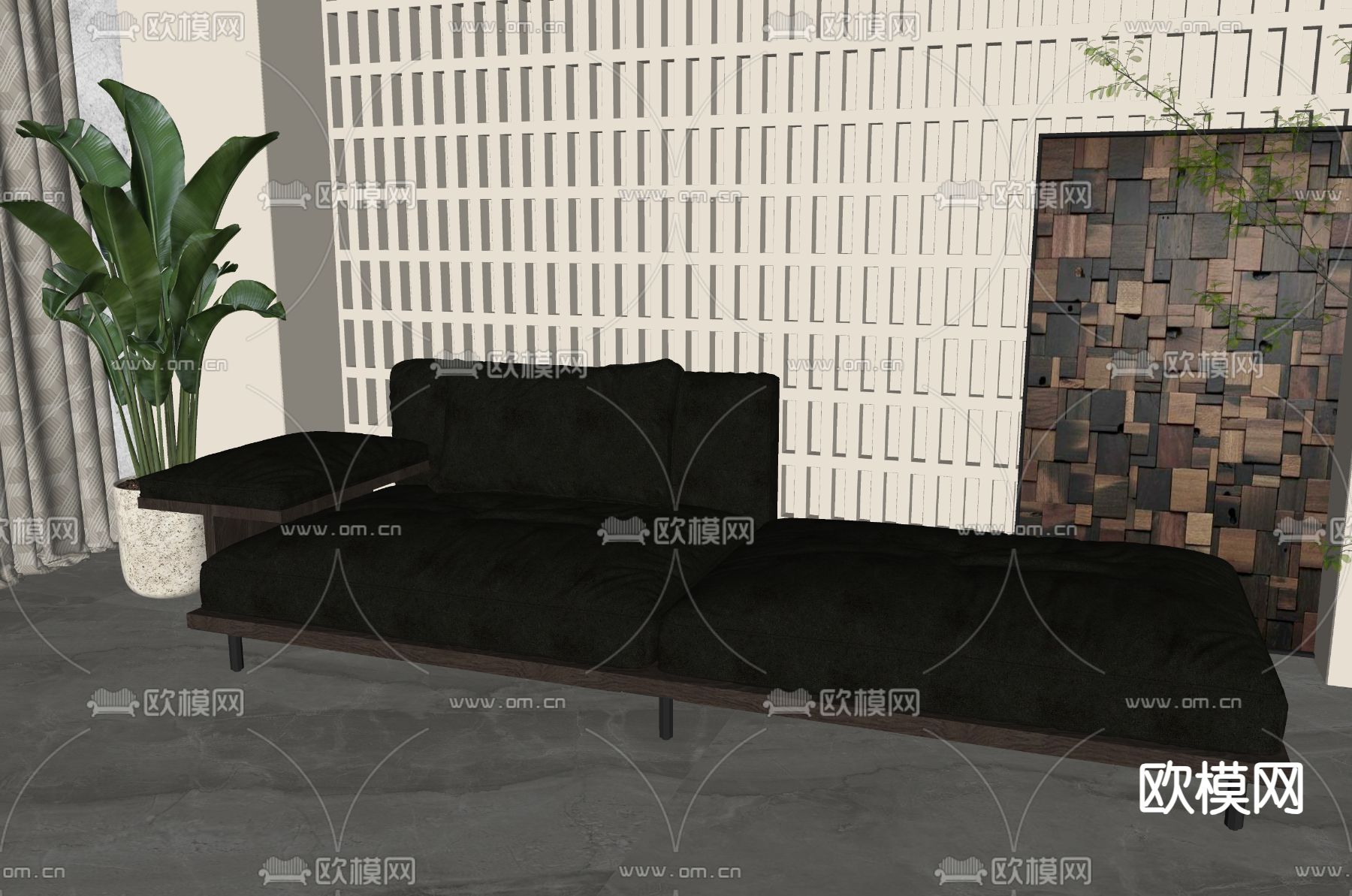 现代贵妃椅su模型下载（渲染图1）