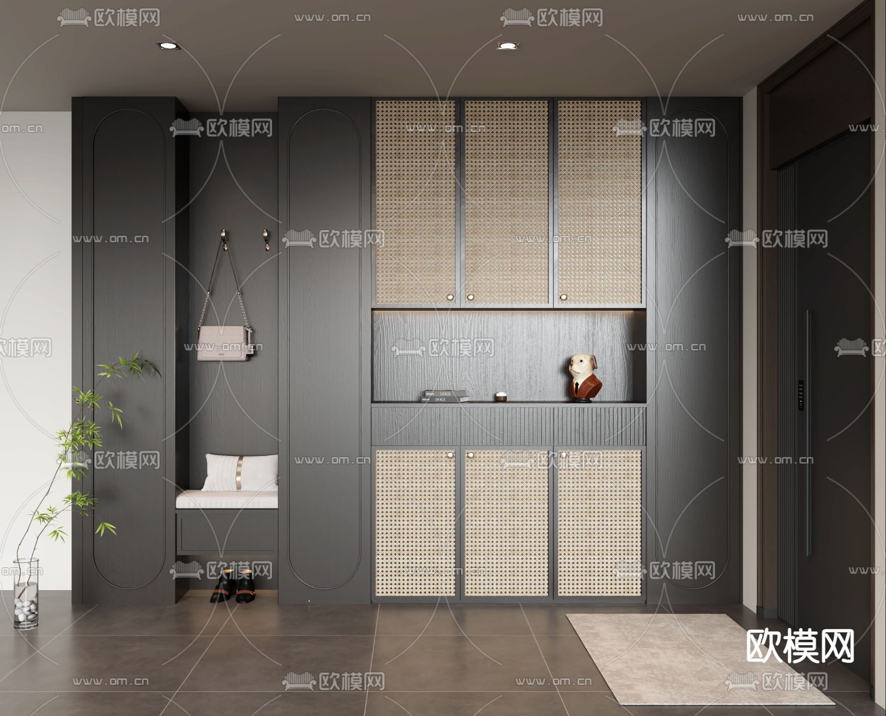 侘寂风鞋柜 入户柜3d模型下载