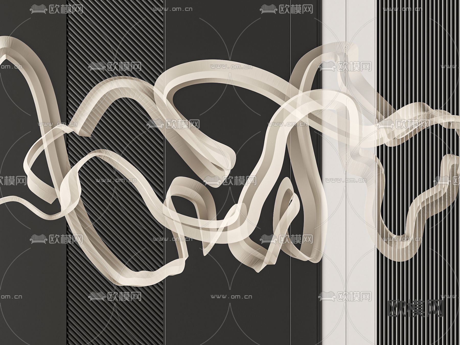 创意装饰灯 飘带灯3d模型下载