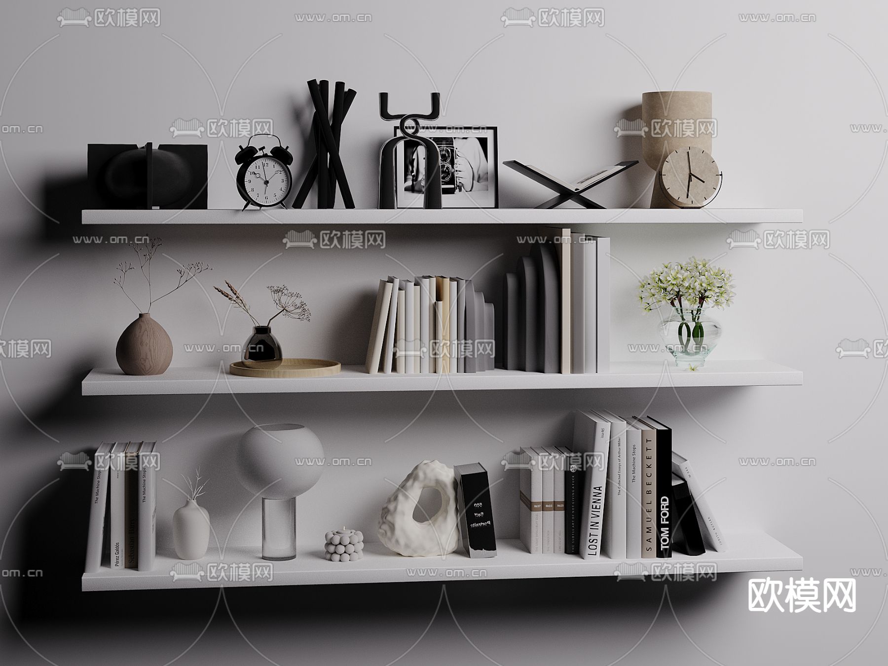 现代书籍 雕塑 摆件3d模型下载