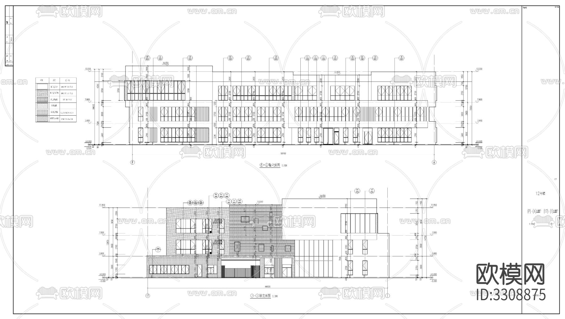 幼儿园建筑cad立面图下载（渲染图4）
