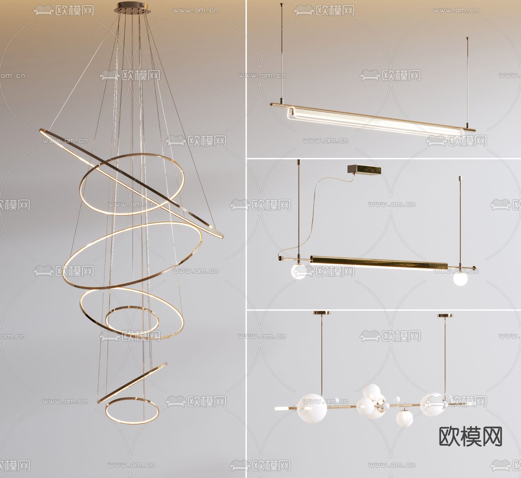 圆环吊灯 大厅吊灯3d模型下载