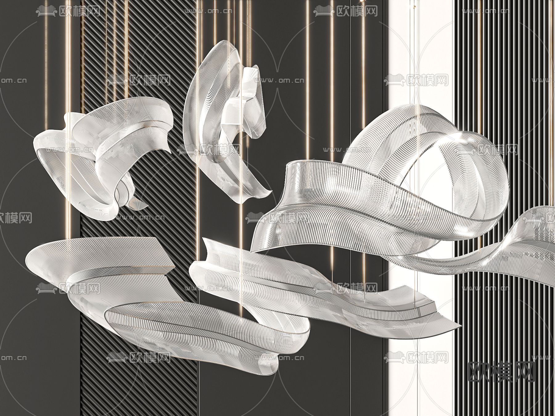 创意装饰灯 飘带灯3d模型下载