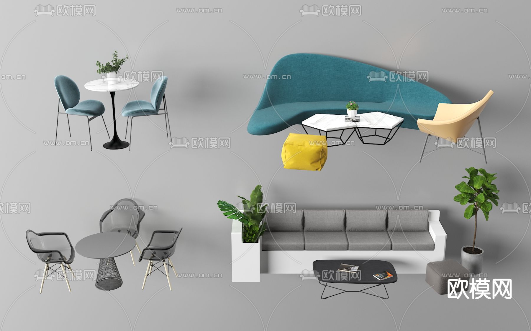 休闲沙发 洽谈桌椅3d模型下载