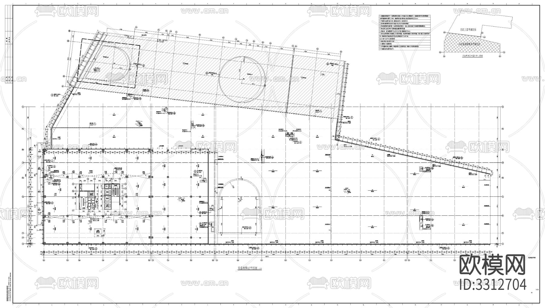 大型公建建筑cad平面图下载（渲染图4）