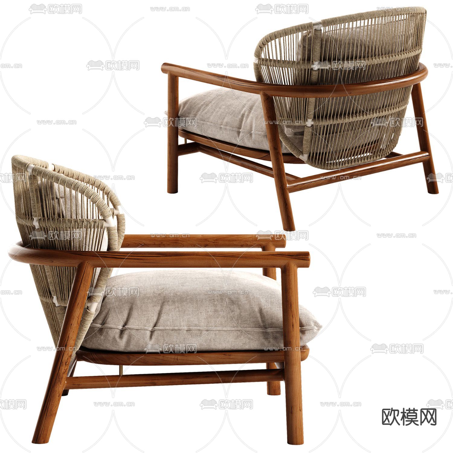 藤编休闲椅 户外椅3d模型下载