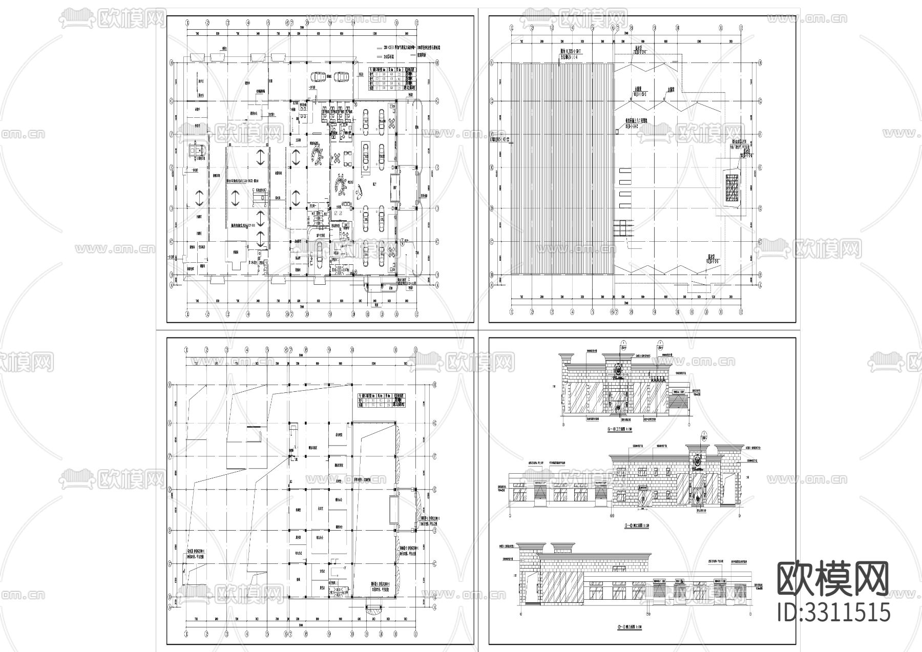 3凯迪拉克4S店建筑cad平面图下载