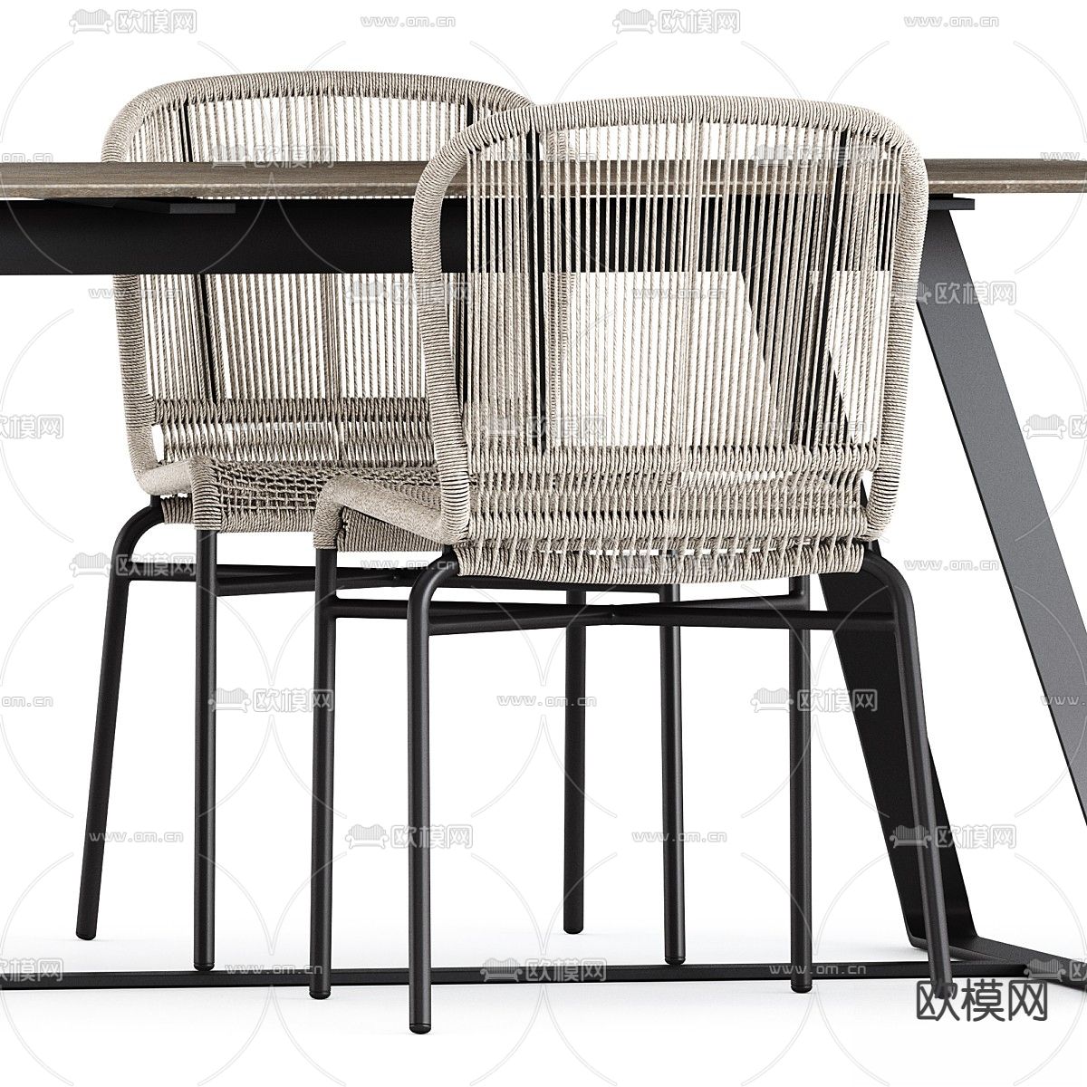 Varaschin户外桌椅 藤编椅3d模型下载（渲染图3）