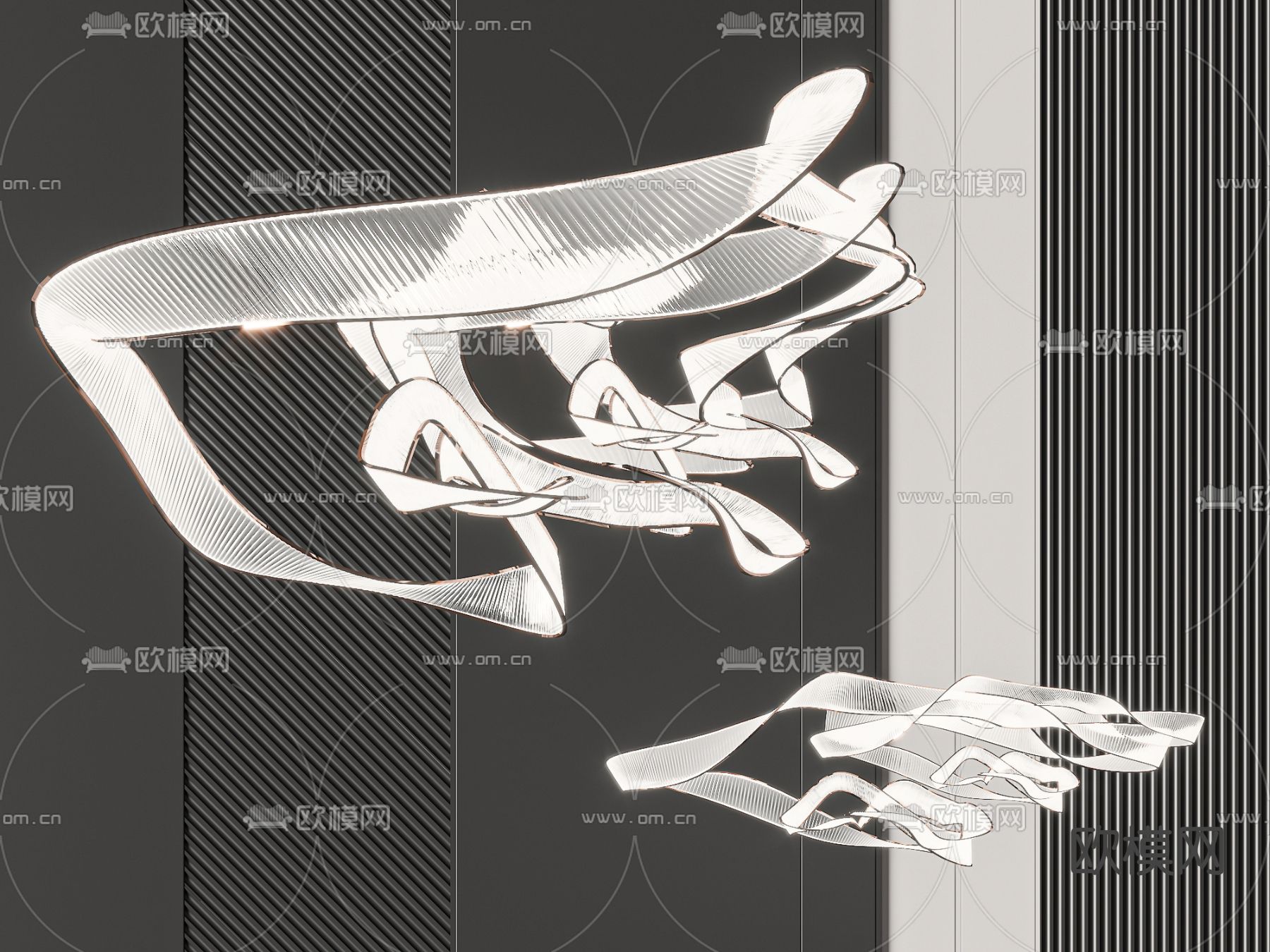 创意装饰灯 飘带灯3d模型下载