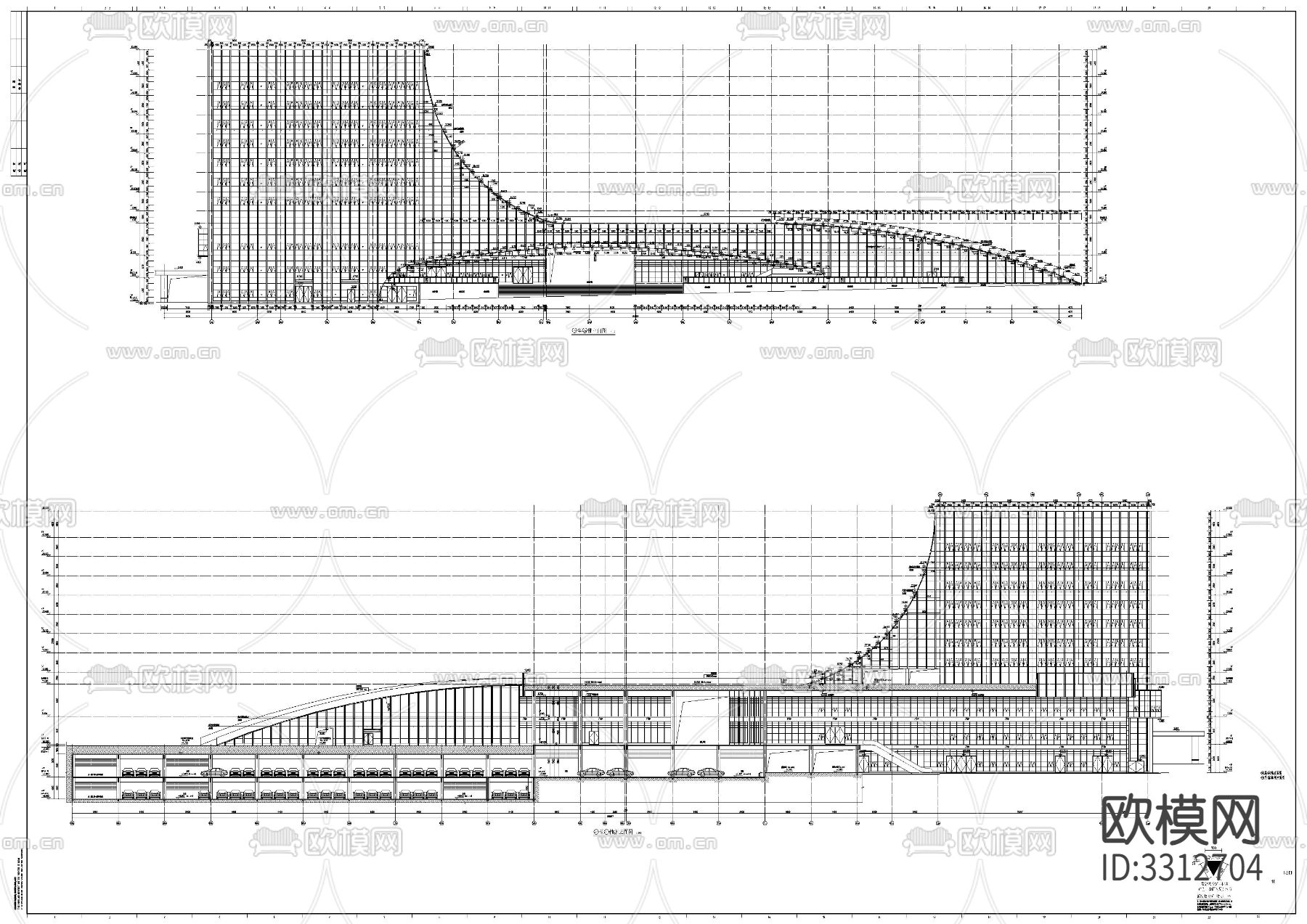 大型公建建筑cad平面图下载（渲染图9）