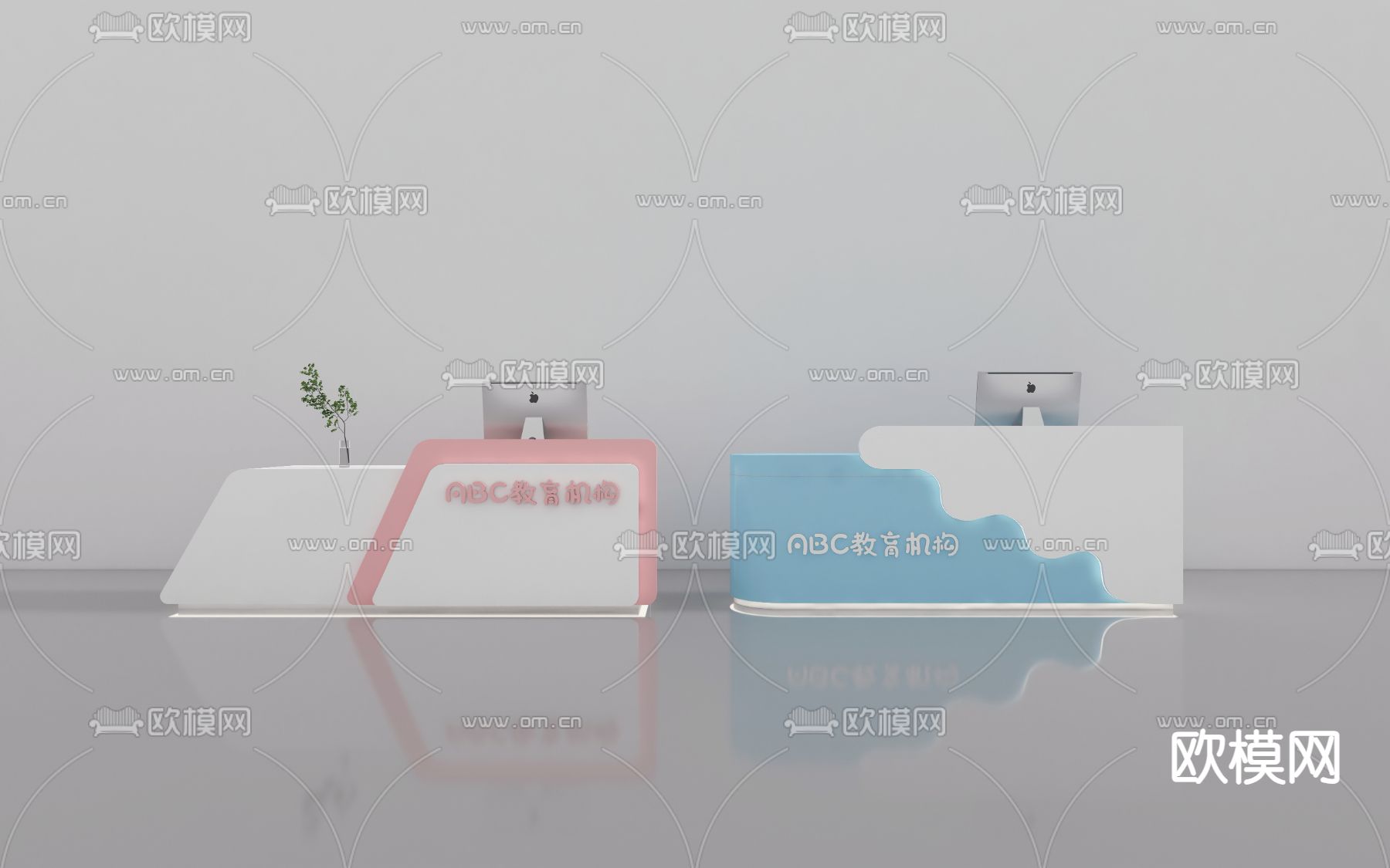 北欧风前台 接待台3d模型下载（渲染图4）