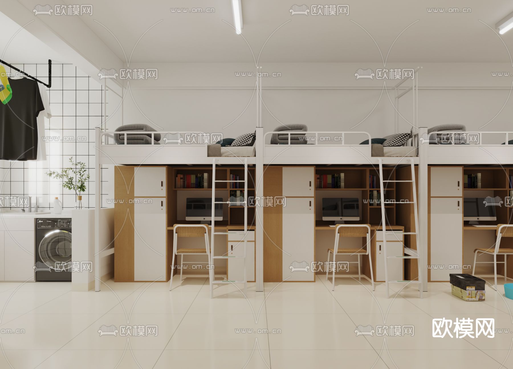 学生宿舍 员工宿舍3d模型下载（渲染图1）