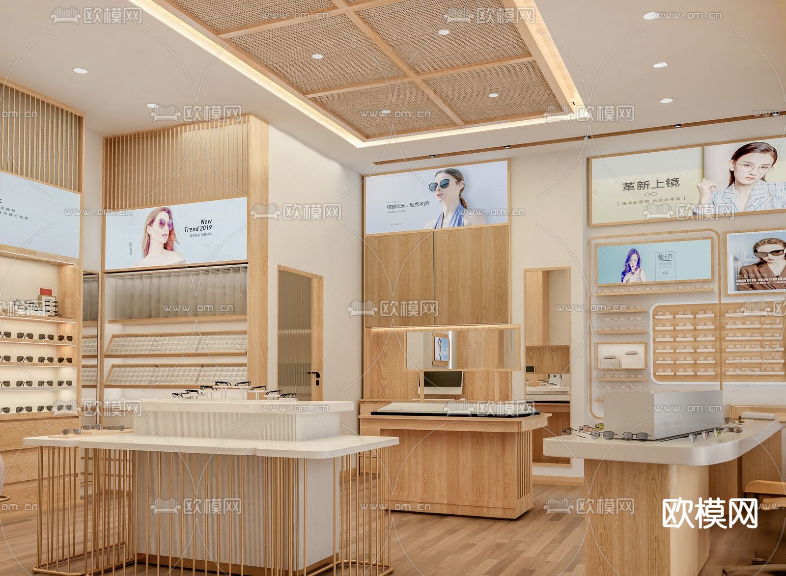 日式眼镜店 眼镜3d模型下载（渲染图1）