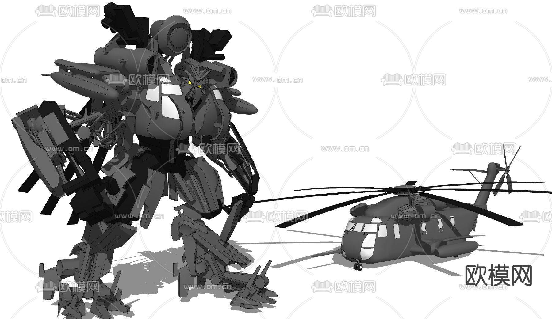 变形金刚 汽车人 变身机器人su模型下载