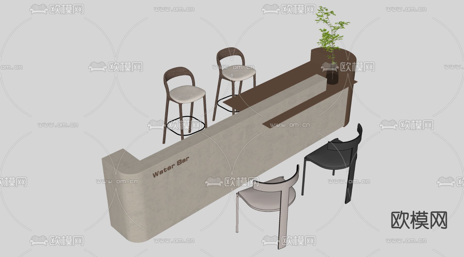 前台 服务台 吧台su模型下载（渲染图1）
