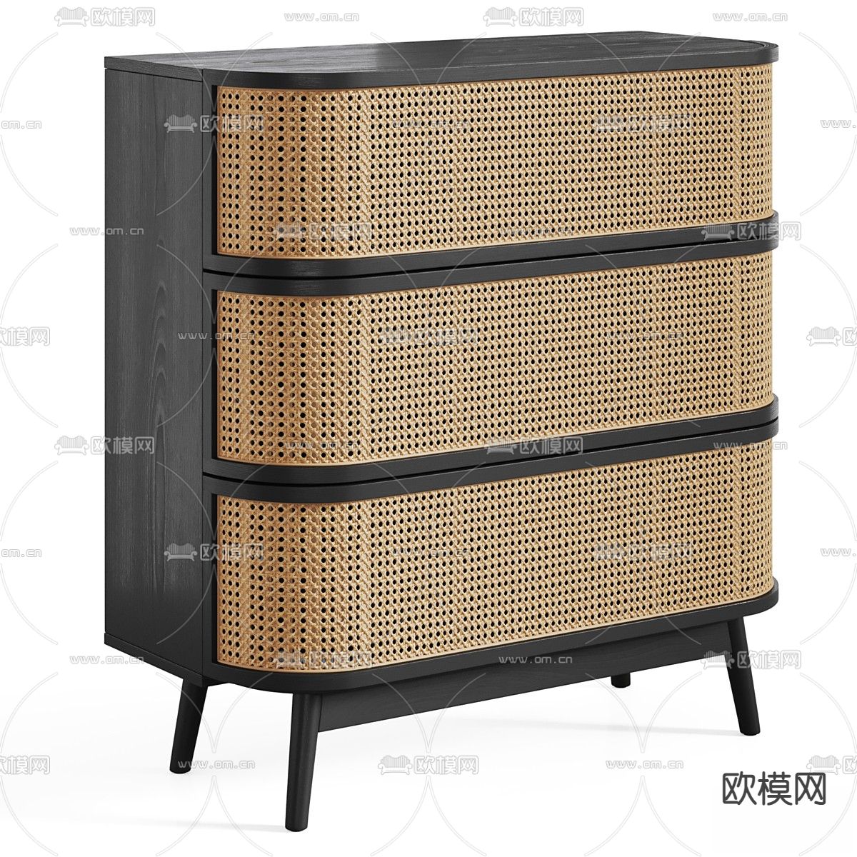 Laora 床头柜 藤编柜3d模型下载（渲染图1）