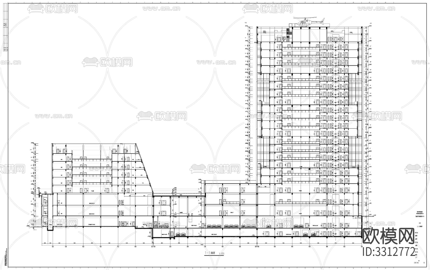 轨道交通城服务中心建筑cad平面图下载（渲染图5）