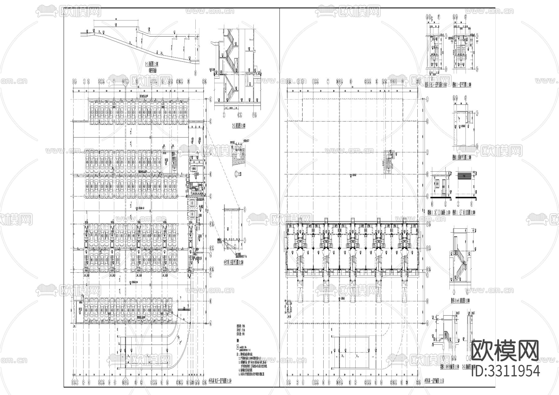 59停车场建筑cad施工图下载