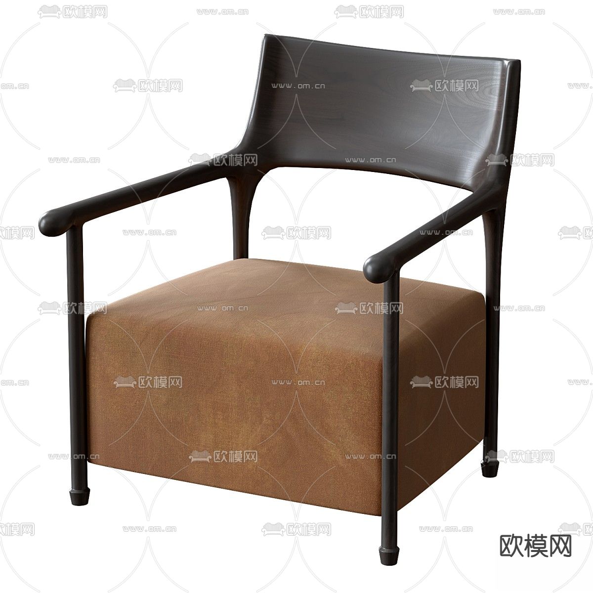 绒布沙发 单人沙发3d模型下载（渲染图1）