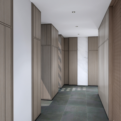  现代办公室过道 走廊su模型 