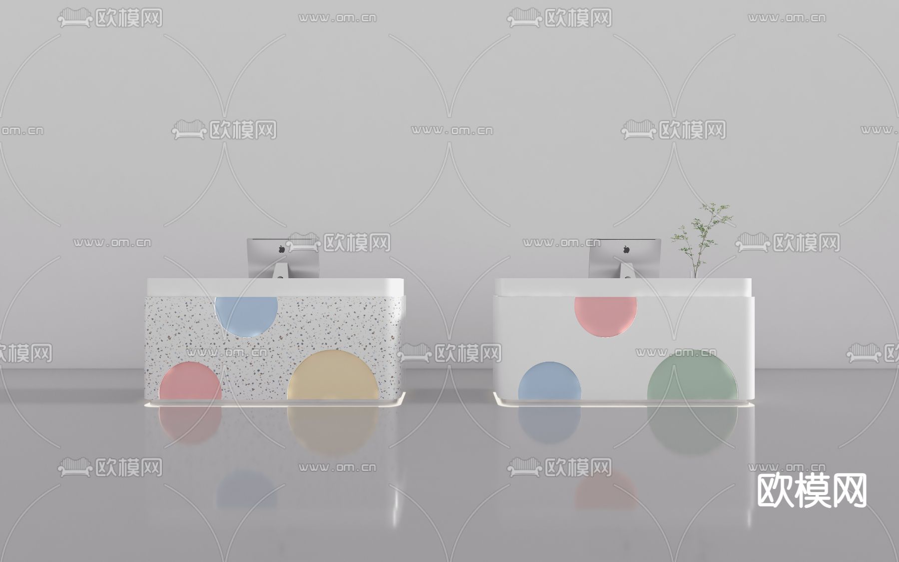 北欧风前台 接待台3d模型下载（渲染图2）