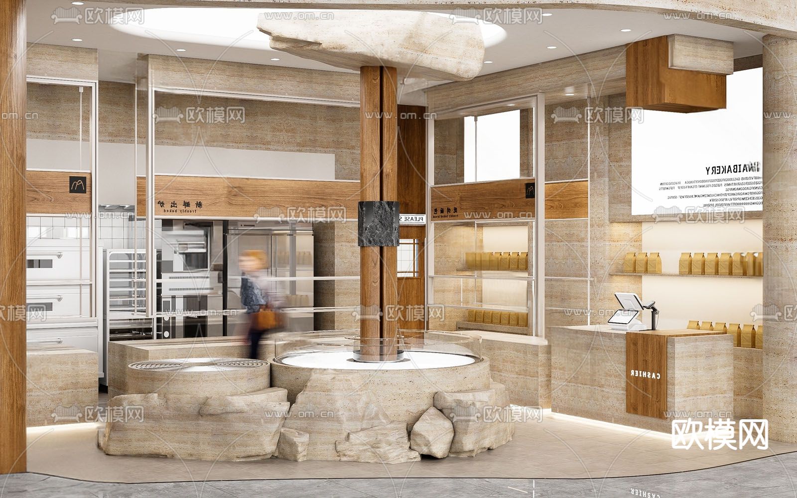 现代面包店 烘培店su模型下载（渲染图2）