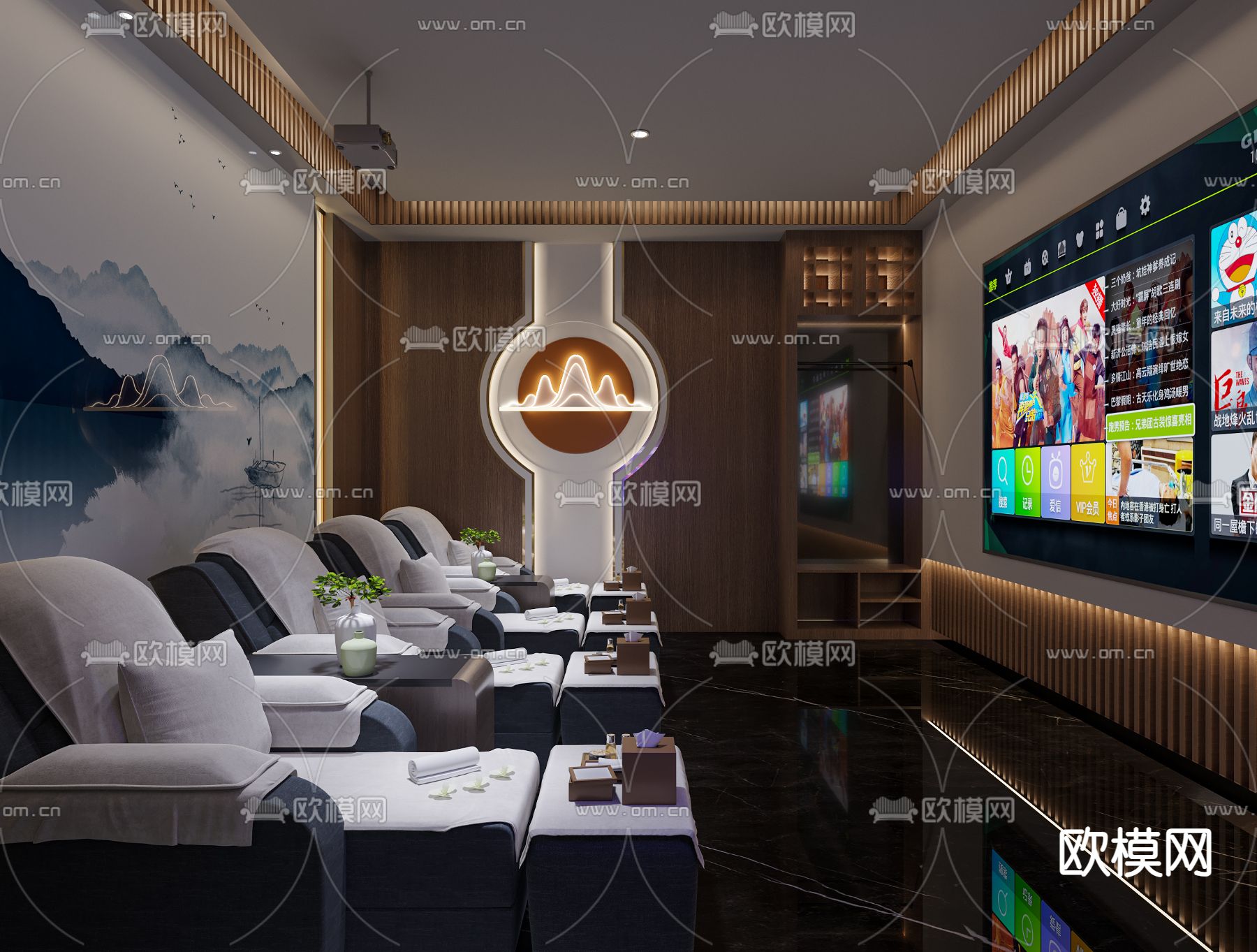 新中式足浴包房3d模型下载（渲染图2）