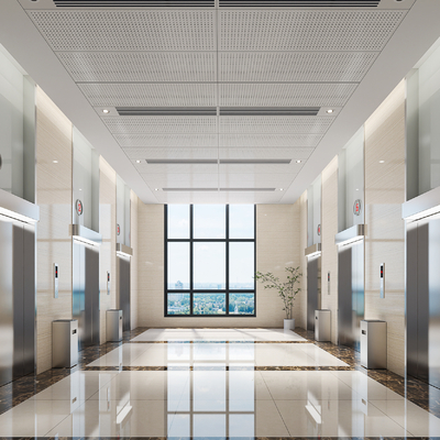  现代电梯厅su模型 