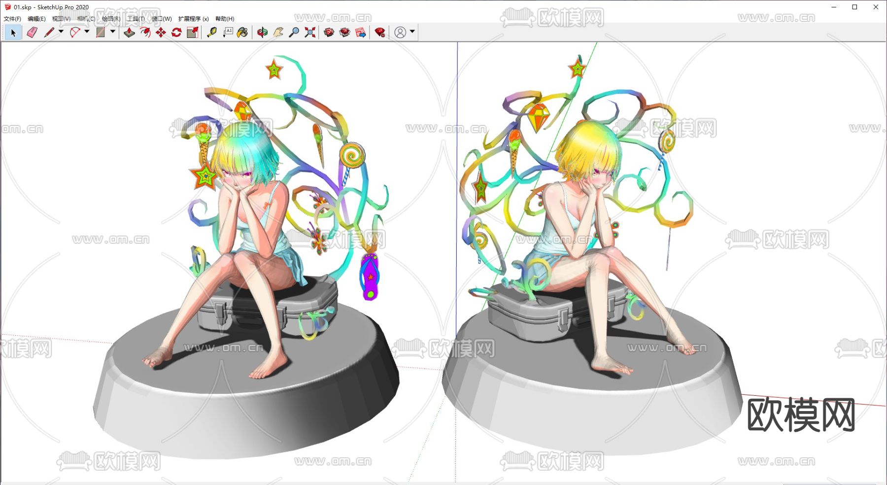 玩具 手办su模型下载（渲染图1）