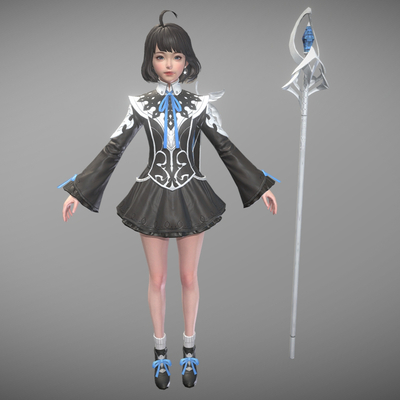  游戏美少女 二次元手办su模型 