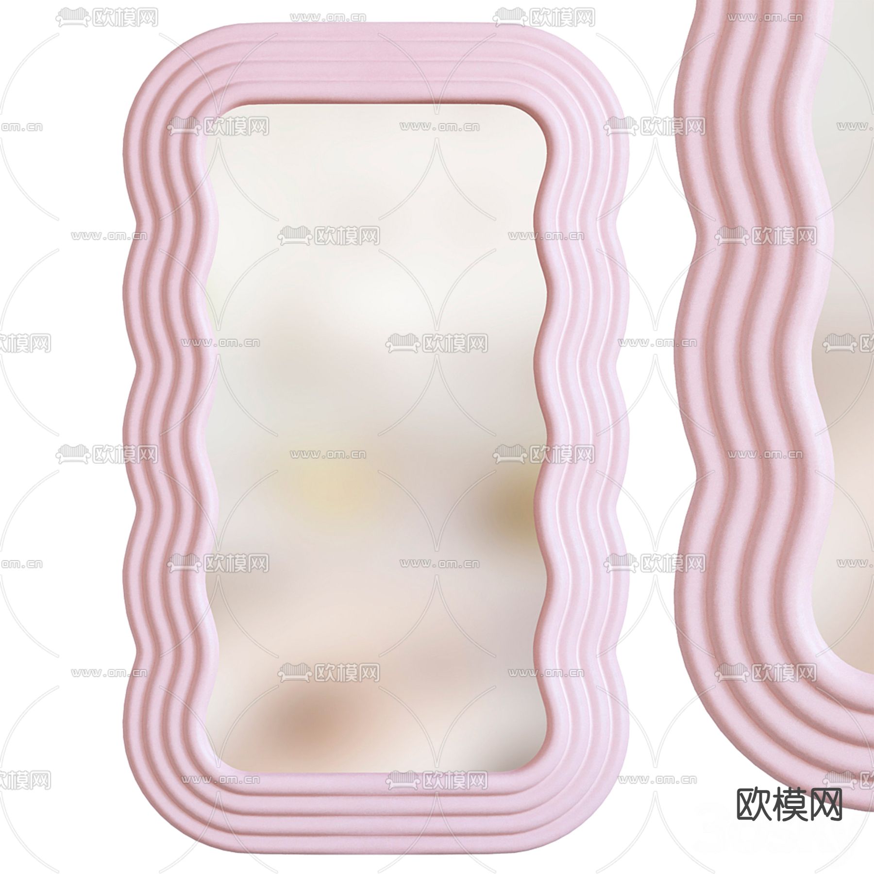波浪镜子 全身镜 穿衣镜3d模型下载（渲染图1）