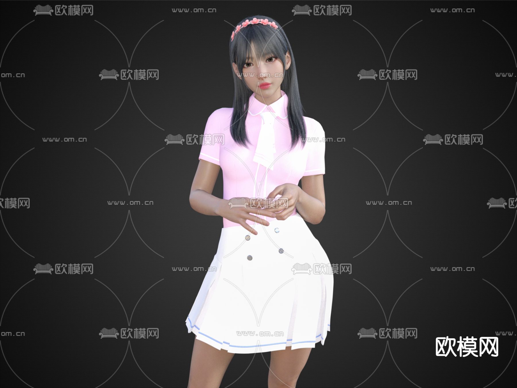 气质美女 模特 女人  可爱女孩3d模型下载（渲染图1）