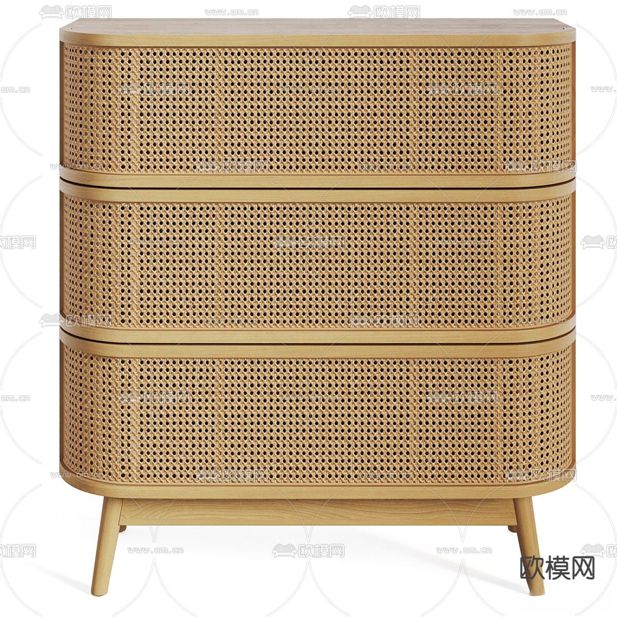 Laora 床头柜 藤编柜3d模型下载（渲染图2）