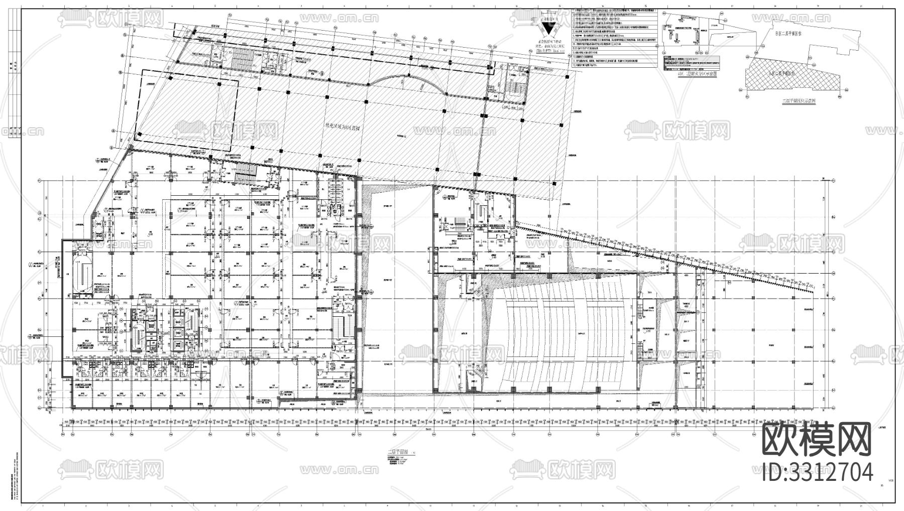 大型公建建筑cad平面图下载（渲染图5）