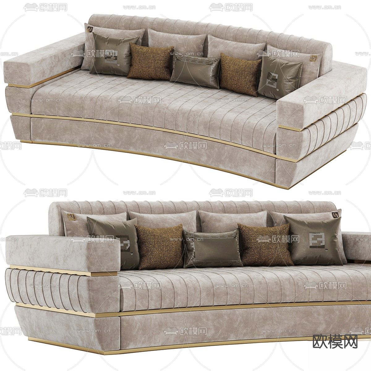 Fertini Casa 轻奢沙发 弧形沙发3d模型下载（渲染图1）