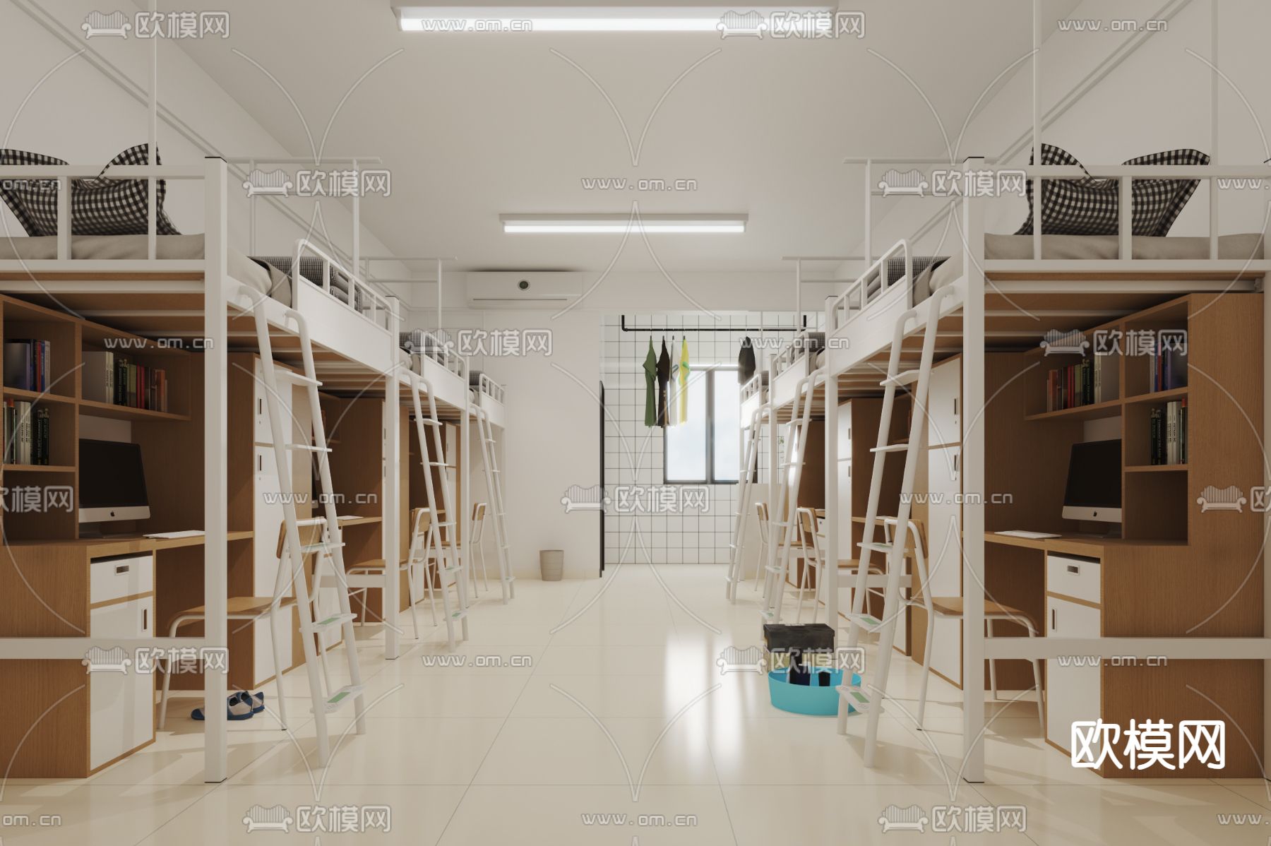 学生宿舍 员工宿舍3d模型下载（渲染图2）