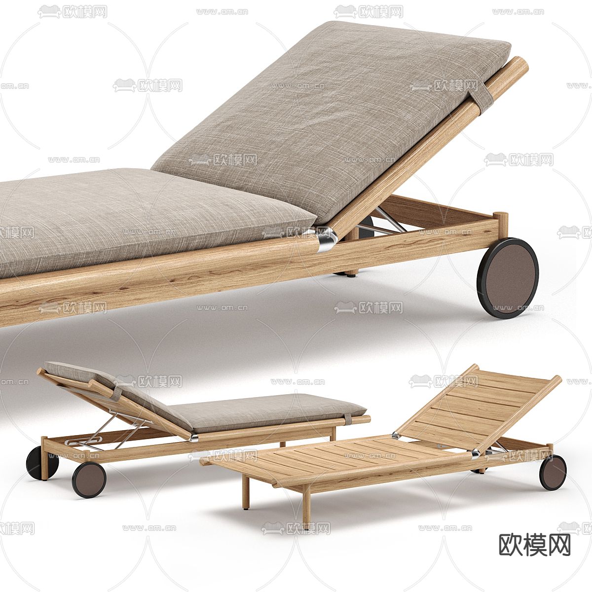 现代躺椅 沙滩椅su模型下载（渲染图2）