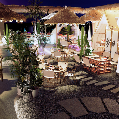  车尾箱摆摊集市su模型 