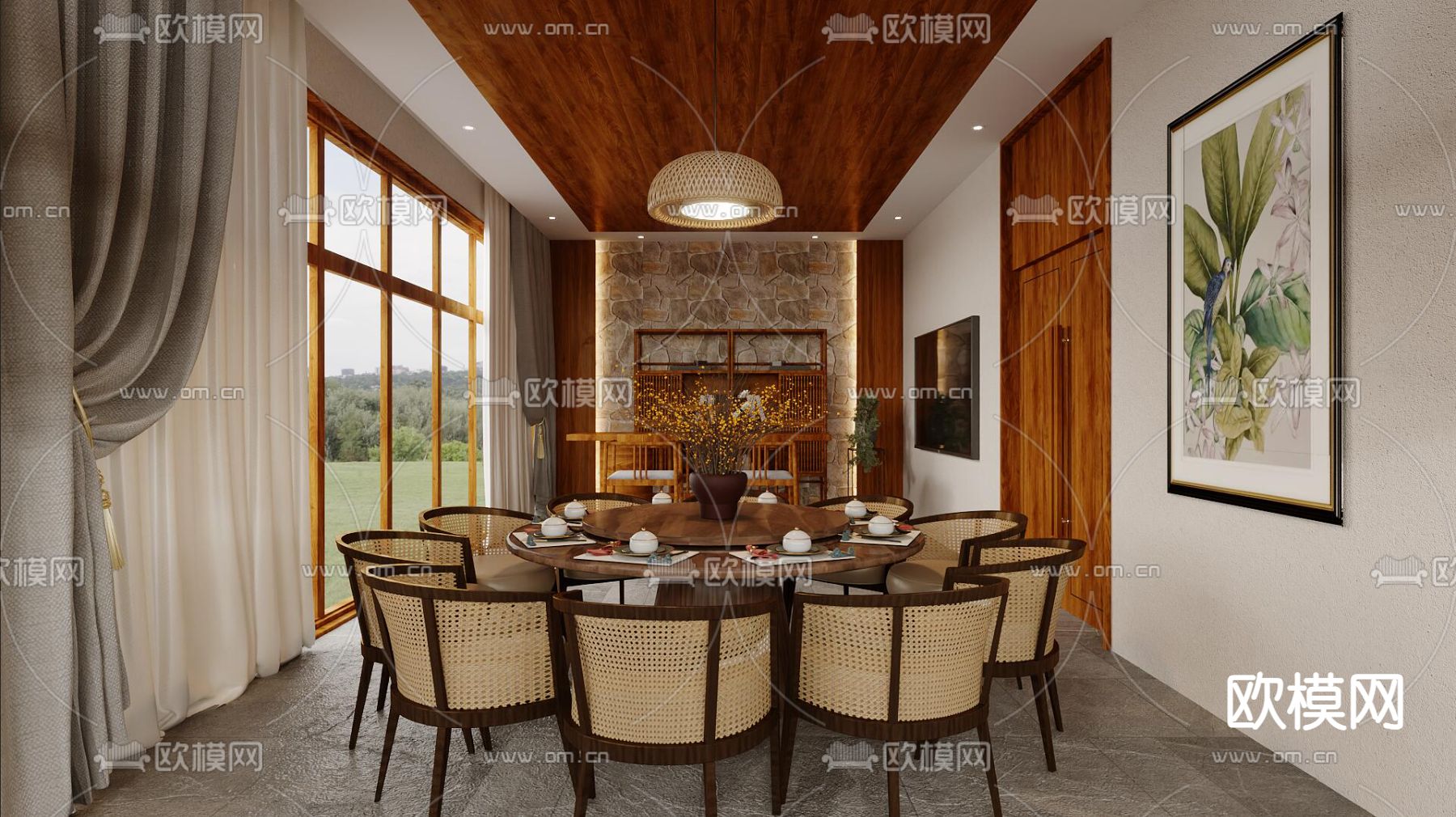 酒楼包厢 私房菜包房3d模型下载