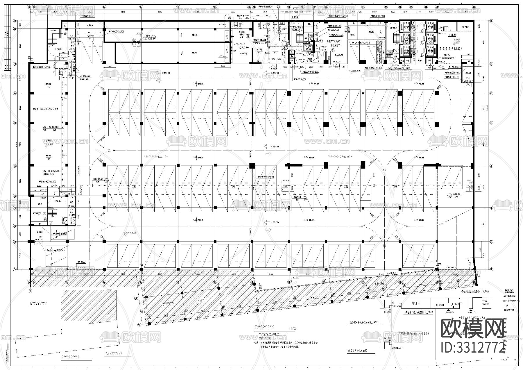 轨道交通城服务中心建筑cad平面图下载（渲染图10）