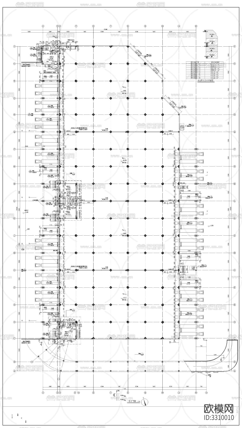 物流园厂房建筑cad平面图.下载（渲染图1）