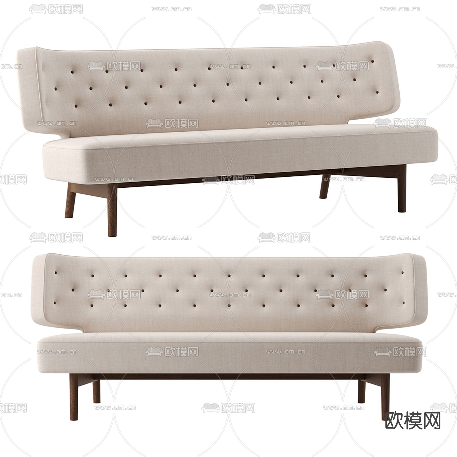 Menu简欧多人沙发3d模型下载（渲染图1）