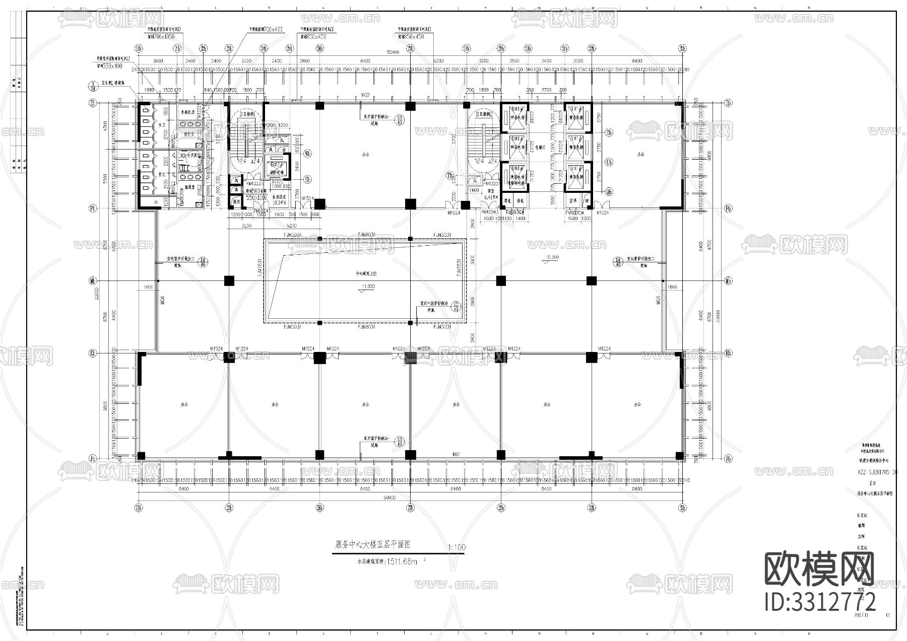 轨道交通城服务中心建筑cad平面图下载（渲染图7）