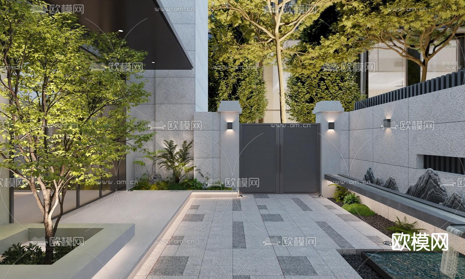 别墅庭院 花园3d模型下载（渲染图2）