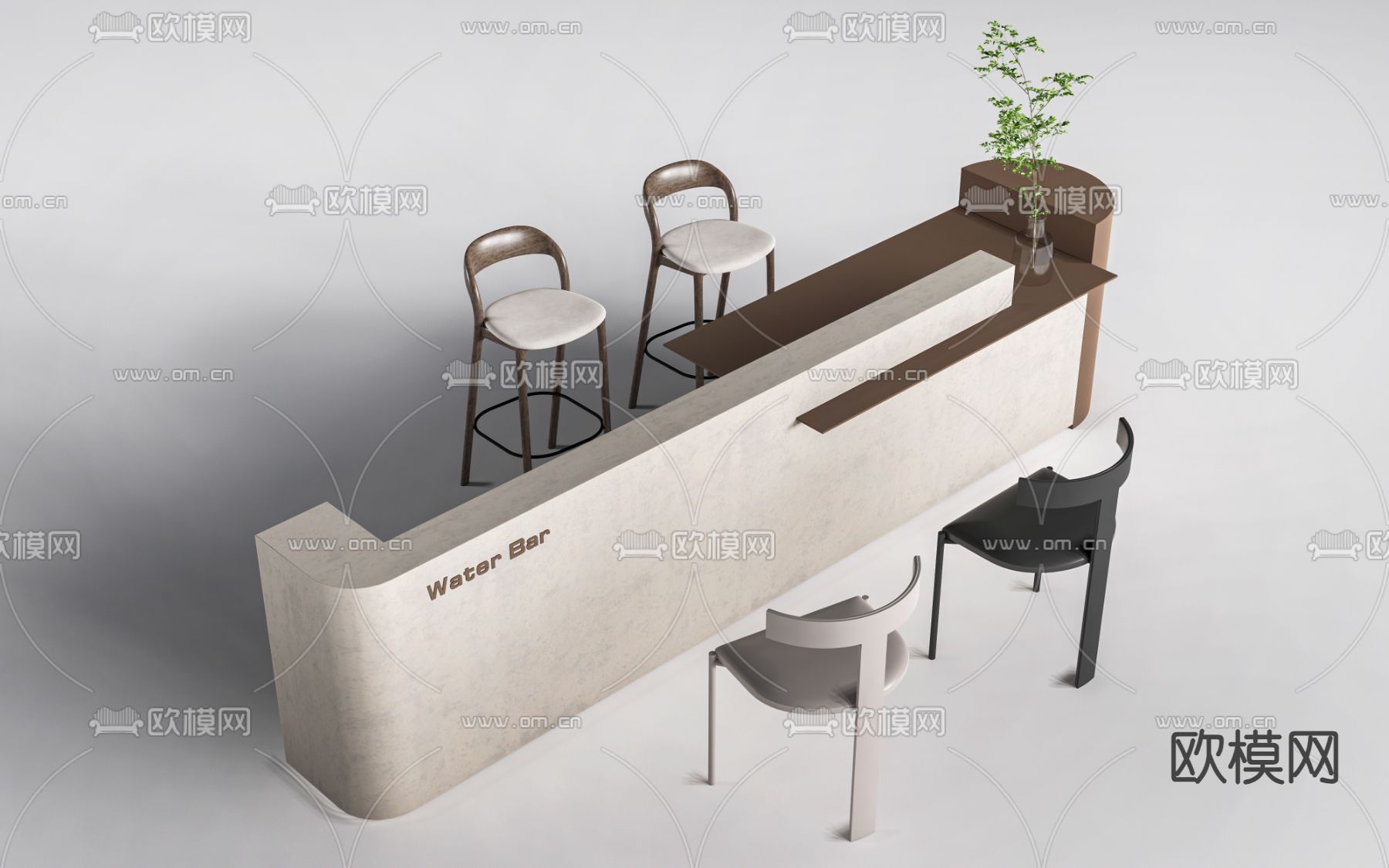 前台 服务台 吧台su模型下载（渲染图2）