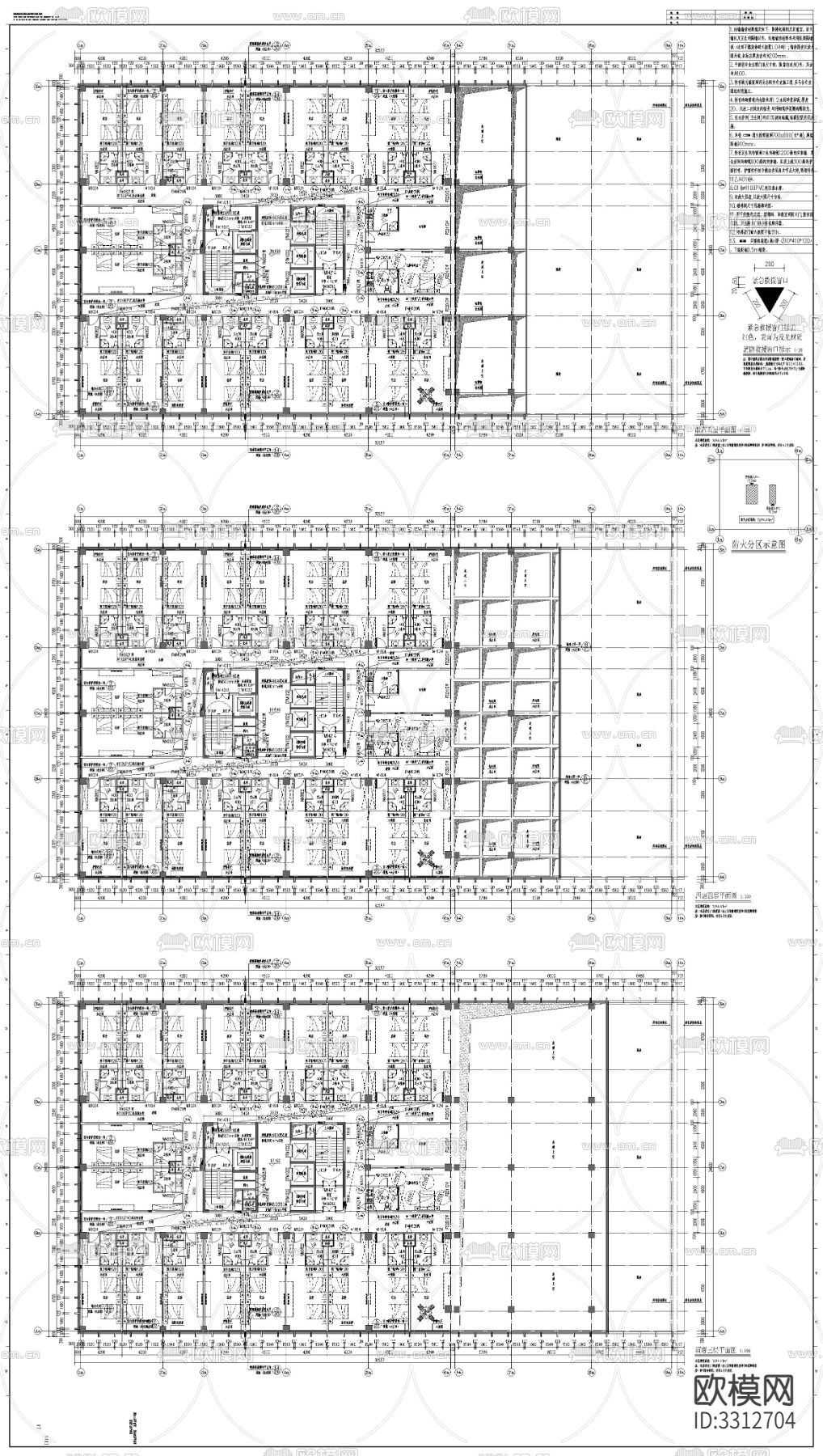 大型公建建筑cad平面图下载（渲染图6）